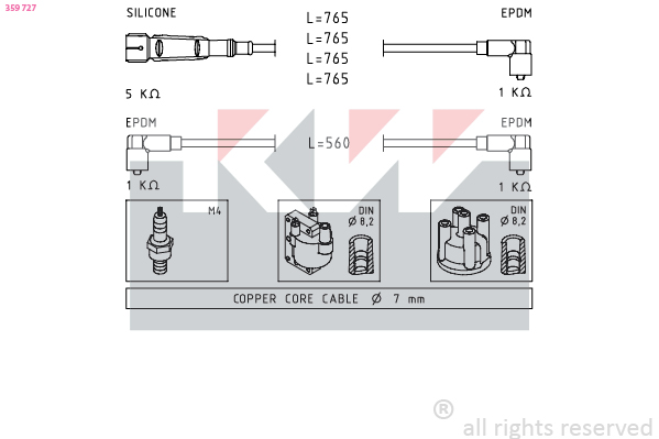 KW Gyújtókábel készlet 359727_KW